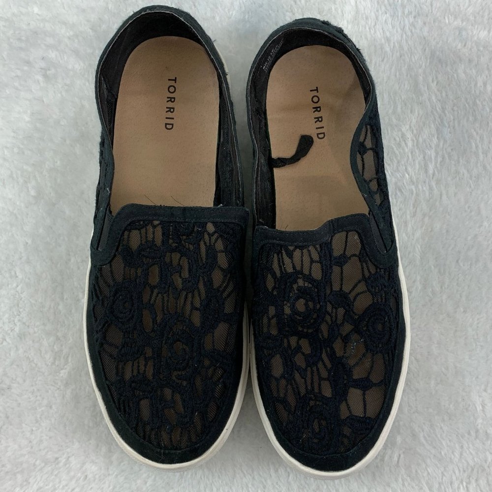 Torrid Black Slip On Sneakers Sz 10.5 WIDE